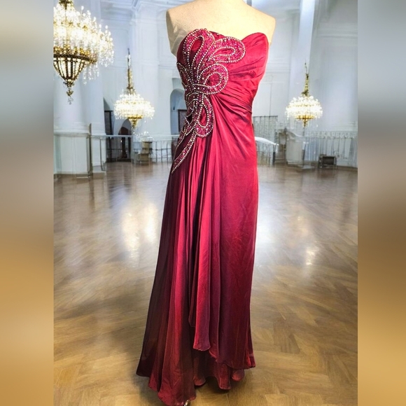 Source Unknown Strapless Burgundy Dress - Picture 2 of 8